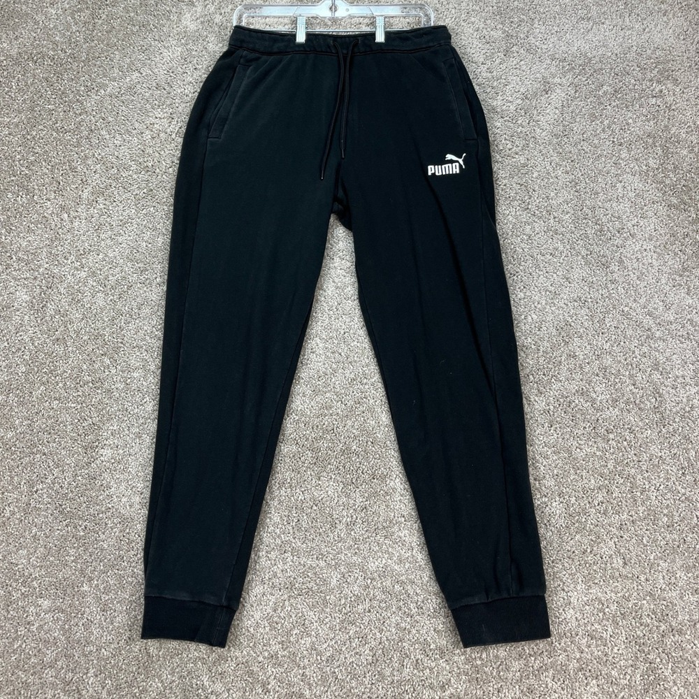 Puma Sweatpants Mens Medium Black Stretch Waistband Tapered Joggers Athletic EUC
